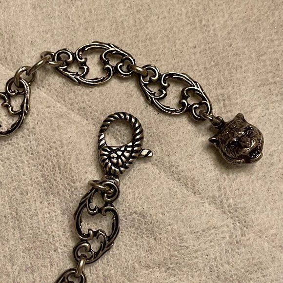 NWT/B~GUCCI~GG Marmont Crystal Aged Silver Necklace - Picture 4 of 9